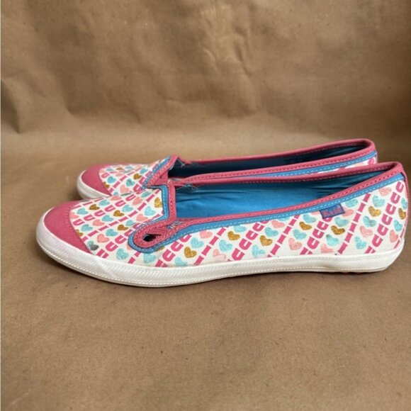 Keds Pink and Blue I Love You Glitter Slip On Canvas Sneaker. Size 10 - Picture 3 of 8